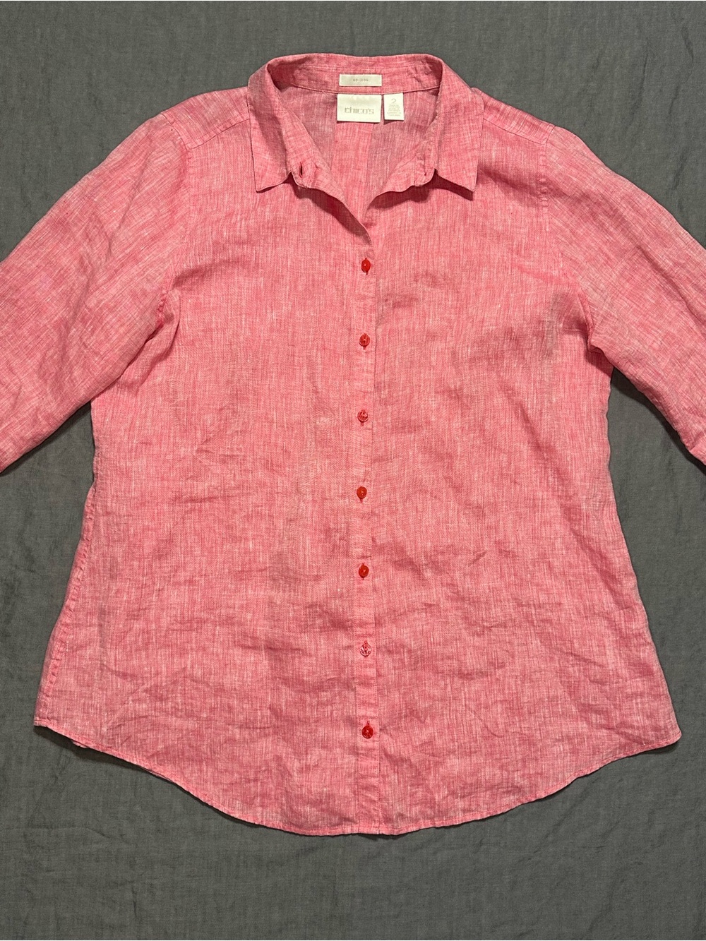 Chico's Pink Button-Down Linen Shirt